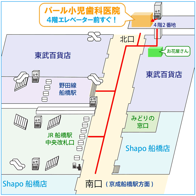 パール小児歯科医院 船堀駅からのマップ